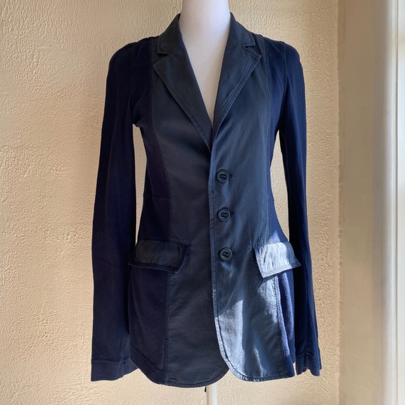 Free People navy blue t-shirt jacket with drawstring back Size 8 - Picture 2 of 16